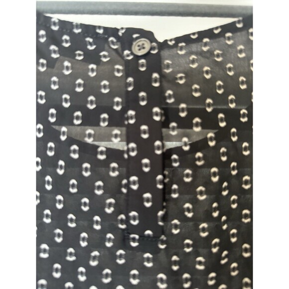 Loft Black/ White Chiffon 3/4 Sleeve Top Sz Large - Picture 6 of 8